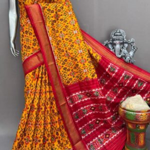 Yellow Red Patola Silk Saree