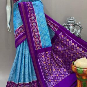 Blue Purple Pochampally Silk Saree