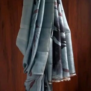 Grey Floral Linen Saree