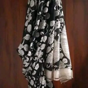 Black White Linen Saree